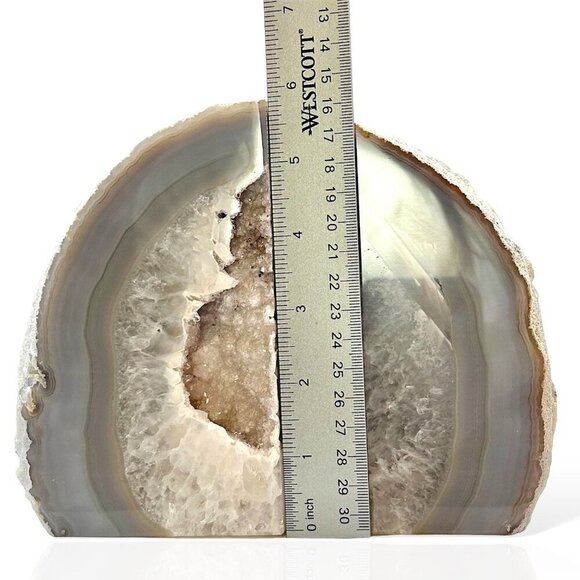 Agate Crystal Bookends Geode Center, Natural Stone Unique Bookshelf Decor (FQ) - Picture 10 of 10